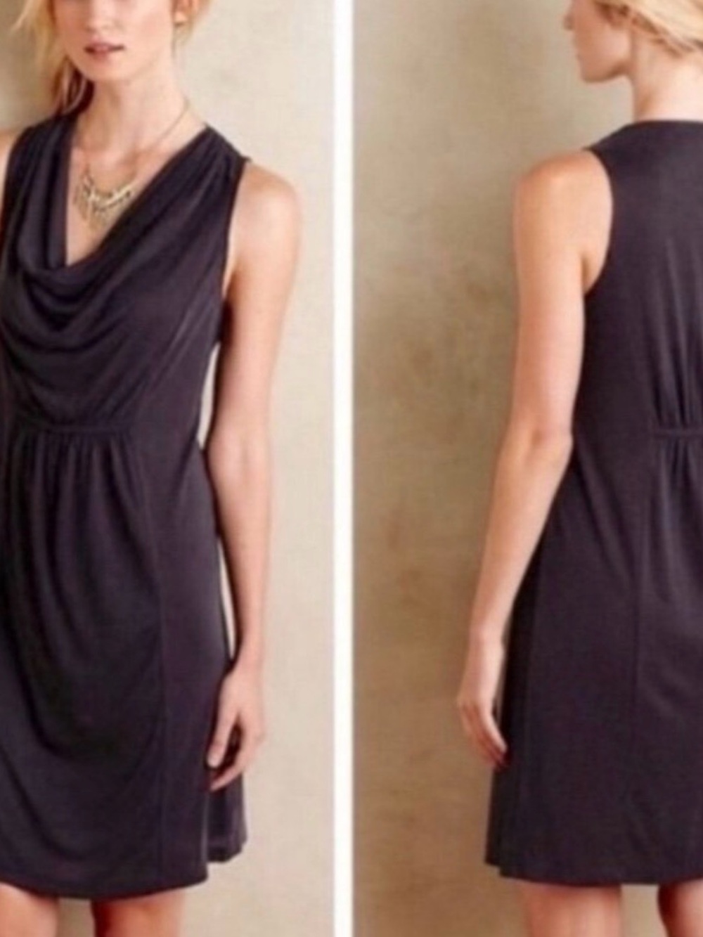 Maeve Black Sleeveless Cowl Neck Midi Dress